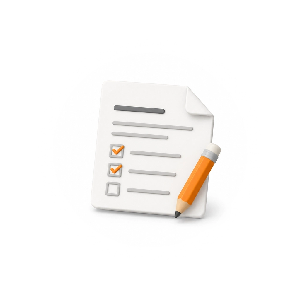 A checklist note with an orange pencil