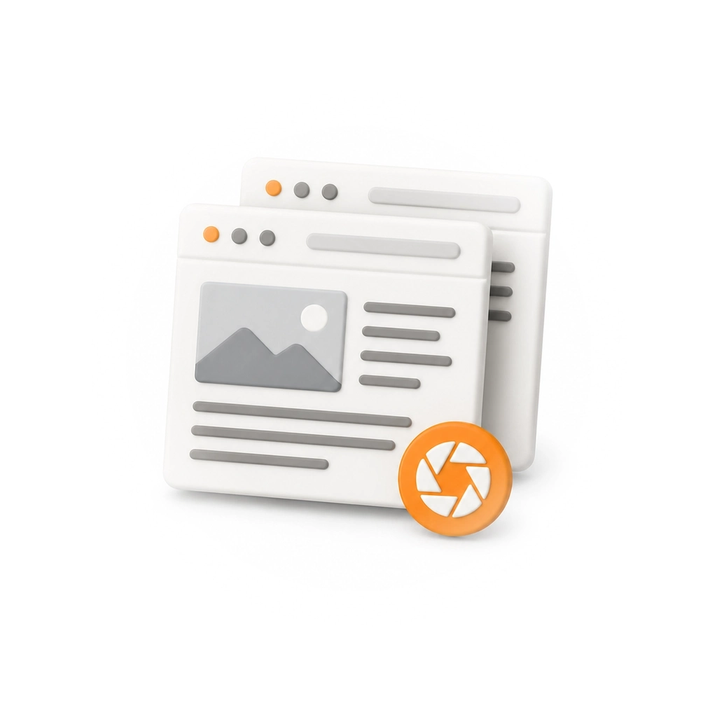 Two matching browser pages with a snapshot badge