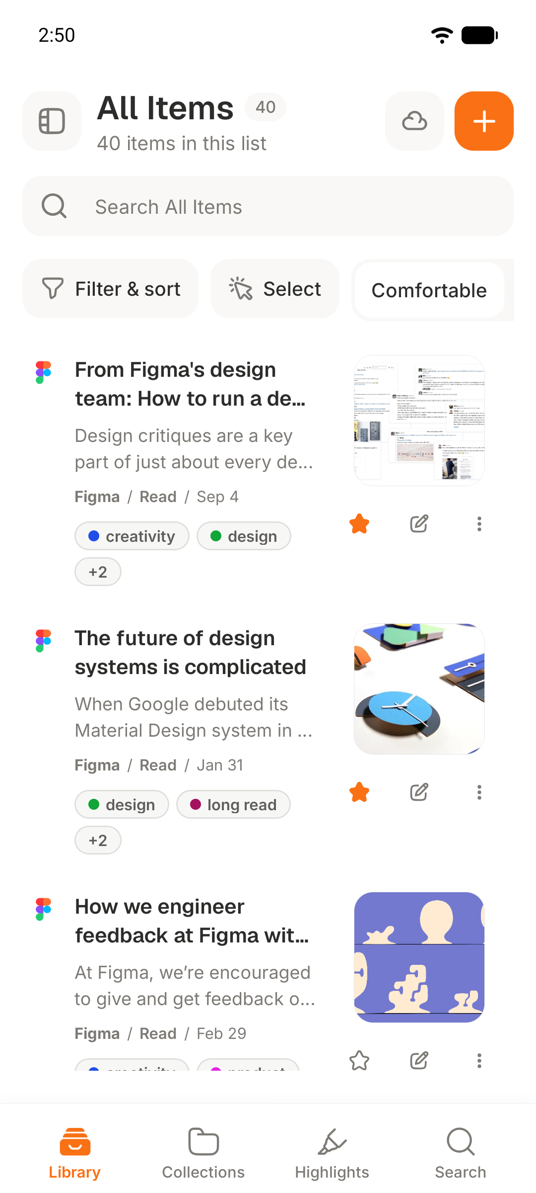Stowspace Android library with saved design articles